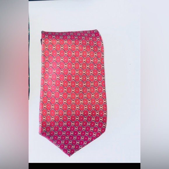 🎈 ITALIAN SILK TIE MEN RUST COLOR GOLD RINGS - Picture 7 of 7